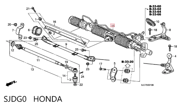 Listwa kierownicza (maglownica) SJDG0 Honda