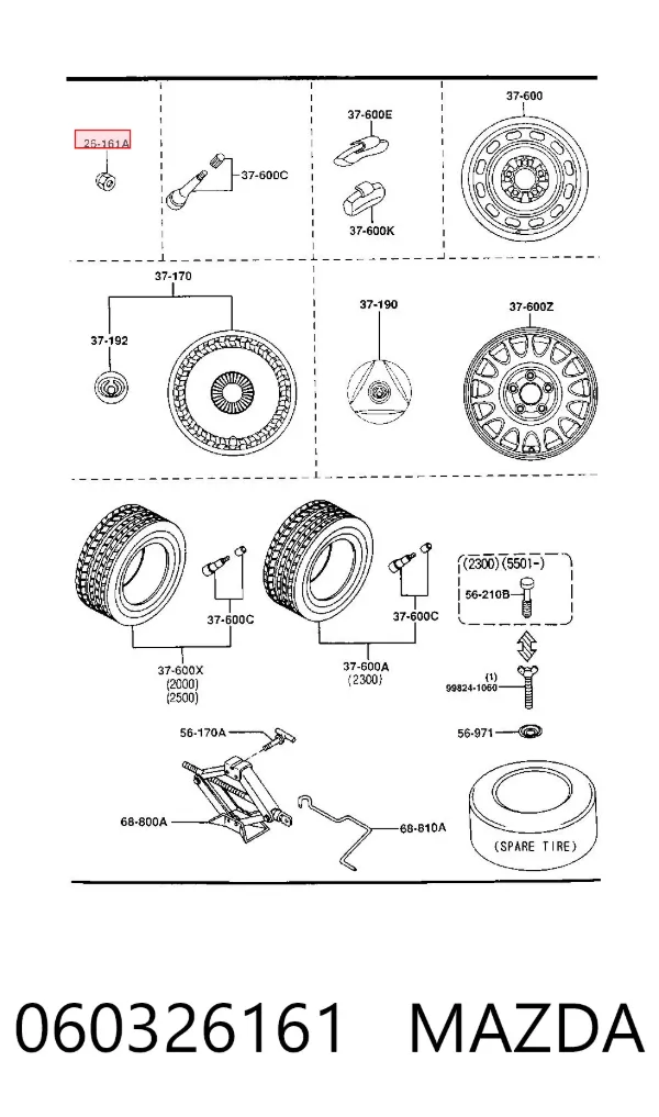 Nakrętka koła 060326161 Mazda