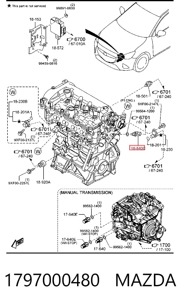 Czujnik temperatury płynu chłodzącego, na desce rozdzielczej 1797000480 Mazda