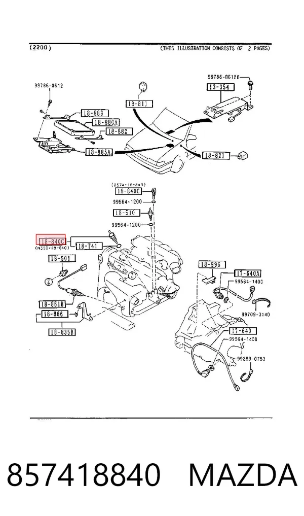 Czujnik temperatury płynu chłodzącego 857418840 Mazda