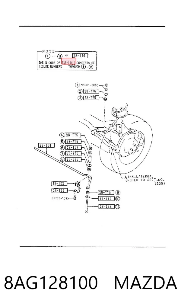 Łącznik stabilizatora tylnego 8AG128100 Mazda