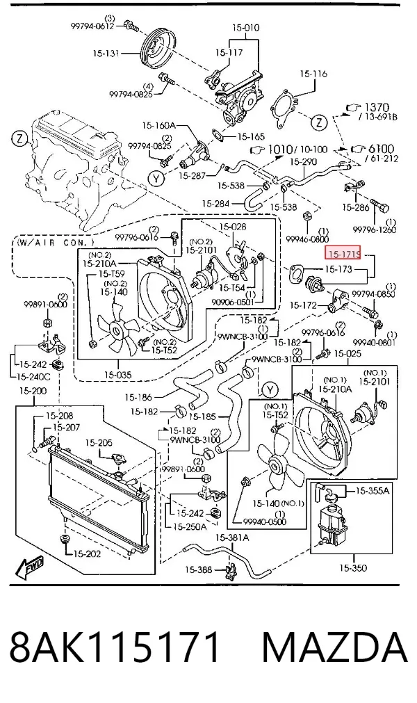 Termostat 8AK115171 Mazda