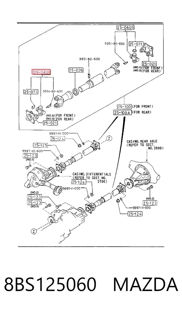 Krzyżak wału Cardana tylnego 8BS125060 Mazda