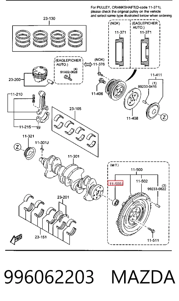 Łożysko alternatora 996062203 Mazda