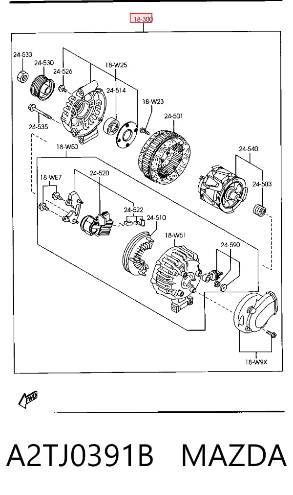 Alternator A2TJ0391B Mazda