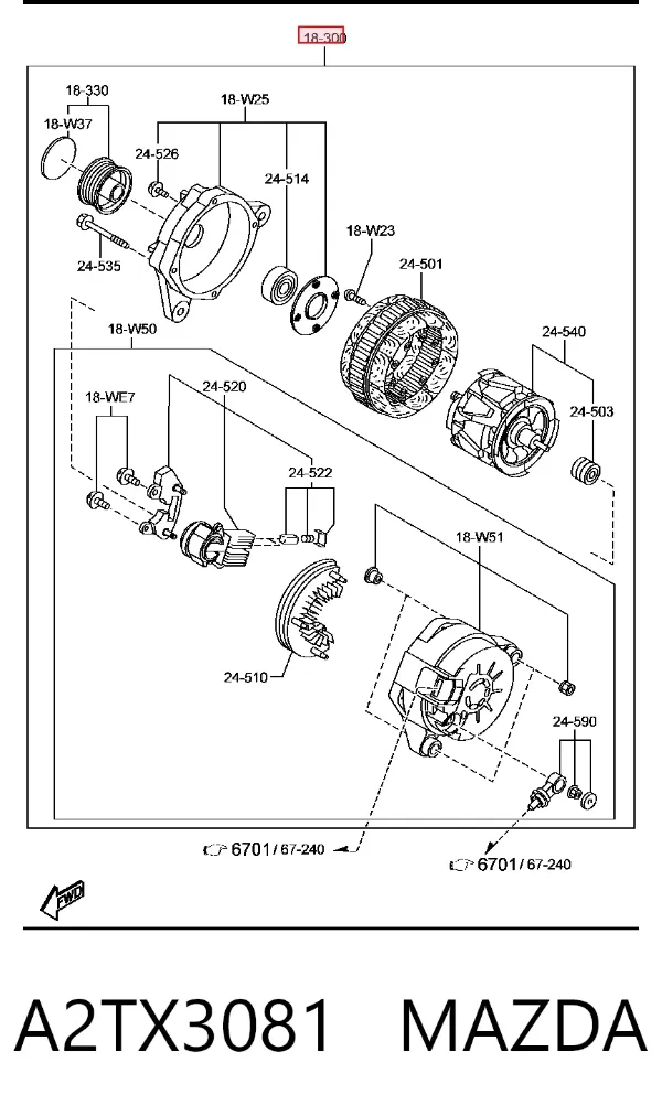 Alternator A2TX3081 Mazda