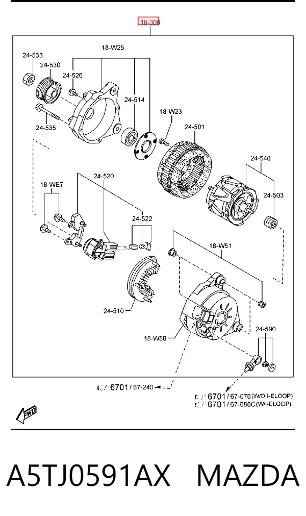 Alternator A5TJ0591AX Mazda