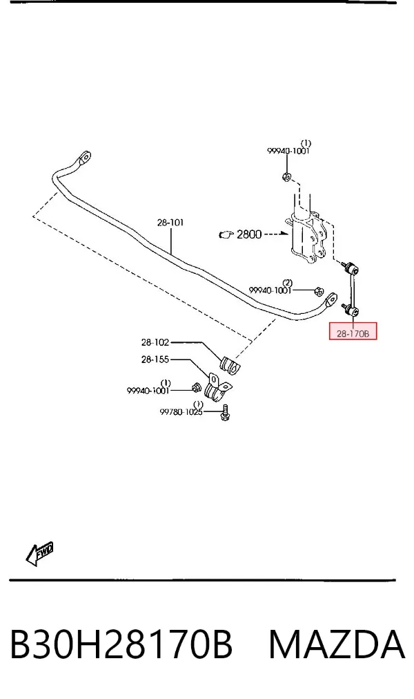 Łącznik stabilizatora tylnego B30H28170B Mazda