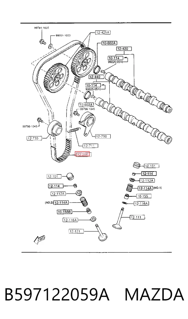 Pasek rozrządu B597122059A Mazda