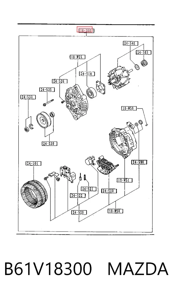 Alternator B61V18300 Mazda
