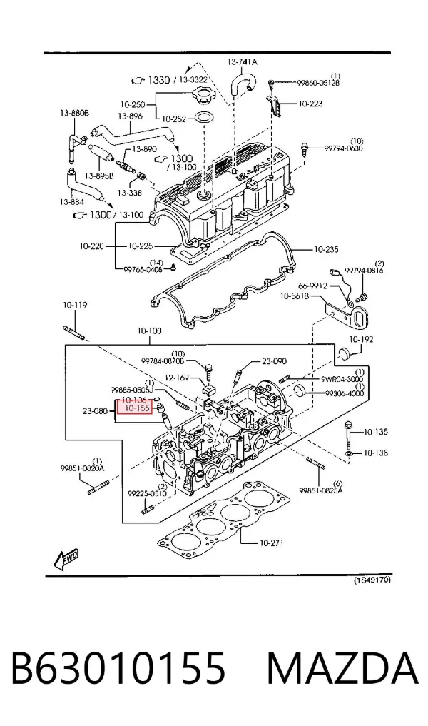 Uszczelniacz zaworu dolotowego/wylotowego B63010155 Mazda