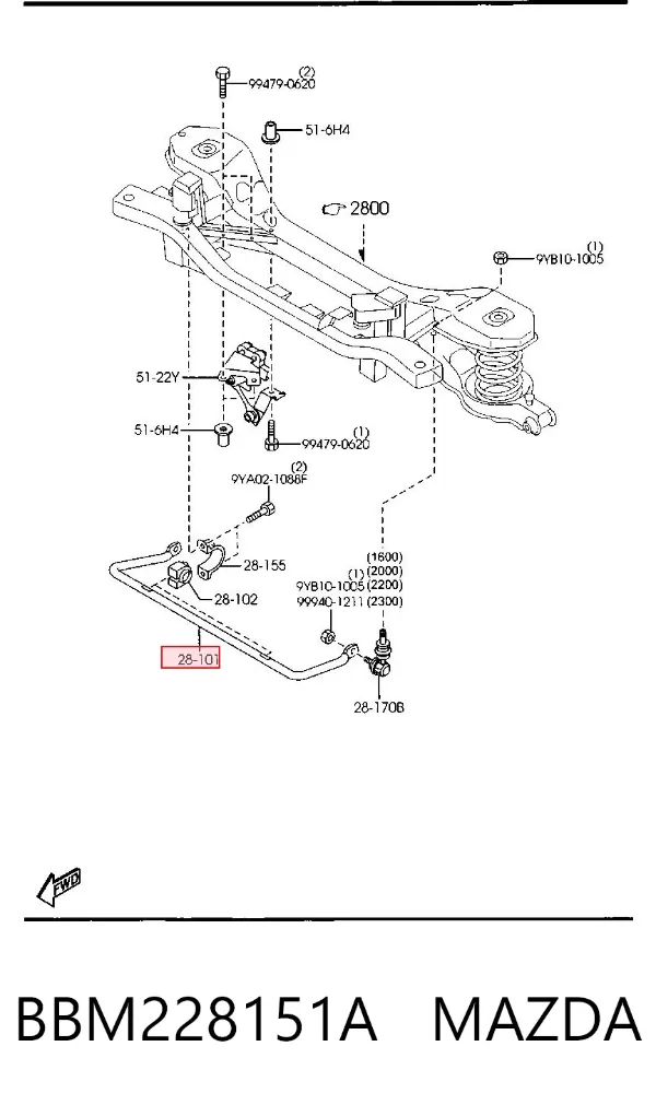 Stabilizator tylny Mazda 3 BL