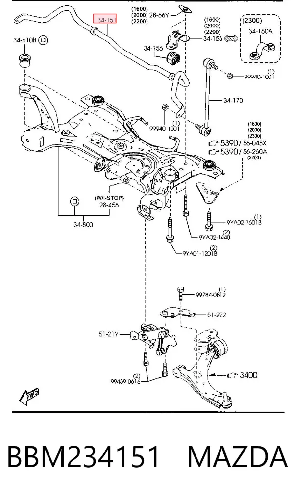 Stabilizator przedni Mazda 3 BL