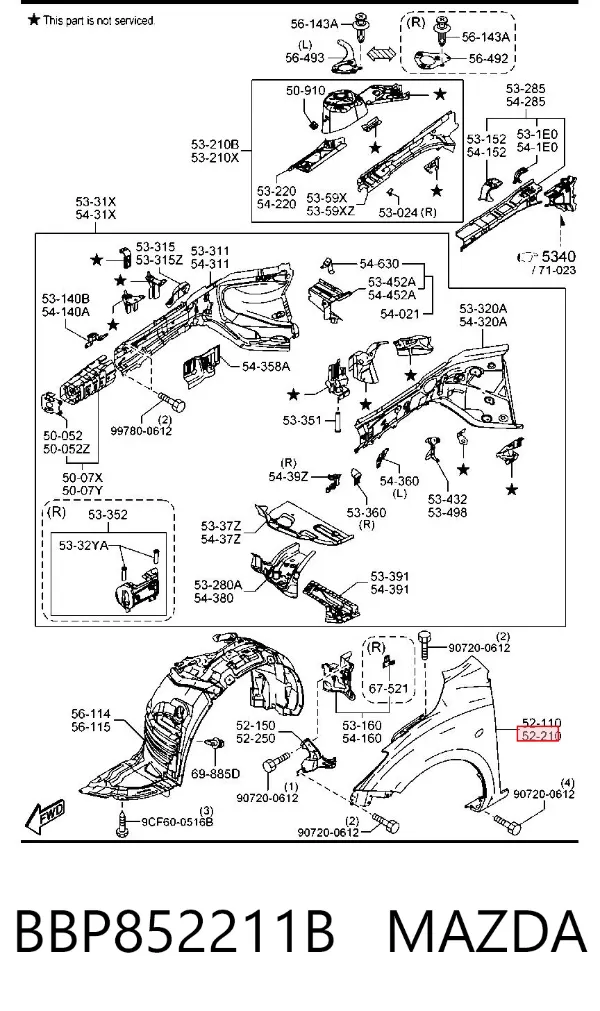 Błotnik przedni lewy BBP852211B Mazda