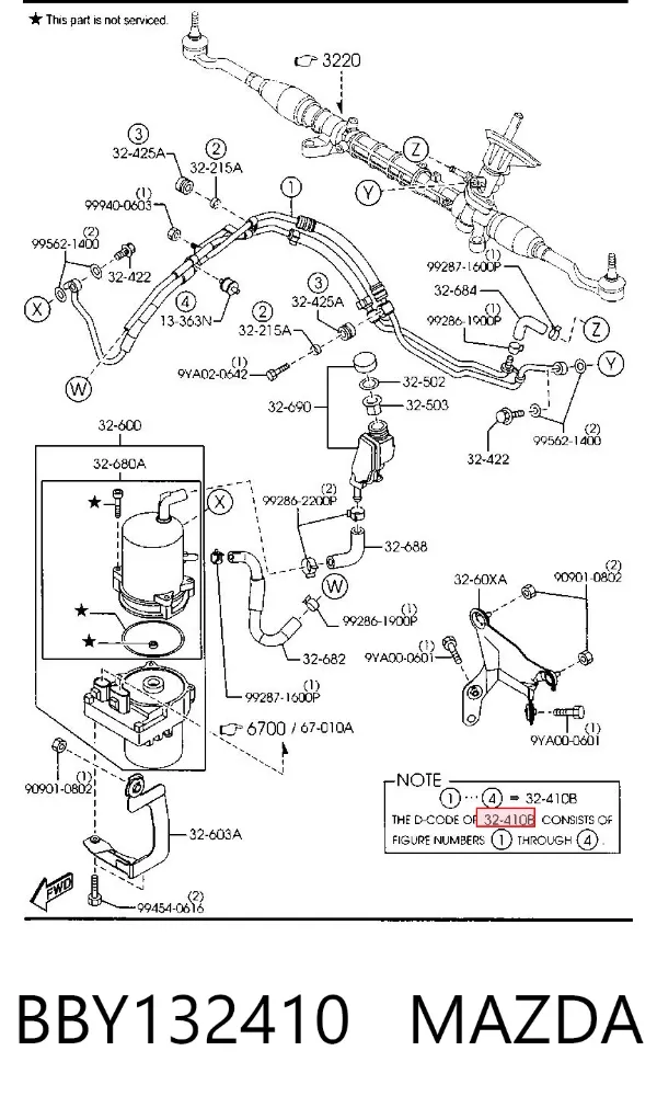 Przewód hydraulicznego układu wspomagania wysokiego ciśnienia, od pompy do maglownicy (mechanizmu) Mazda 3 BL