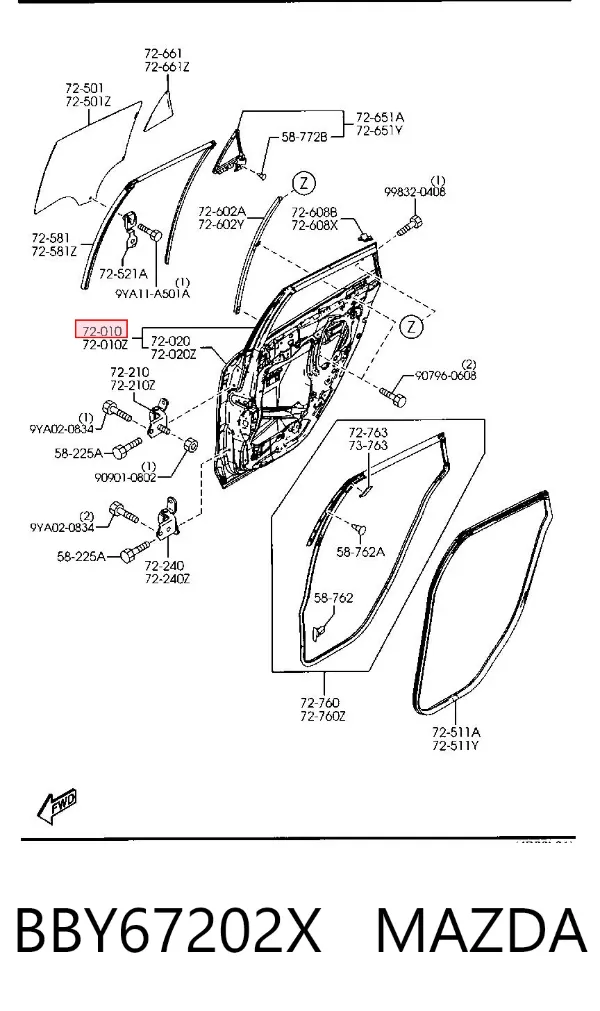 Drzwi tylne prawe Mazda 3 BL