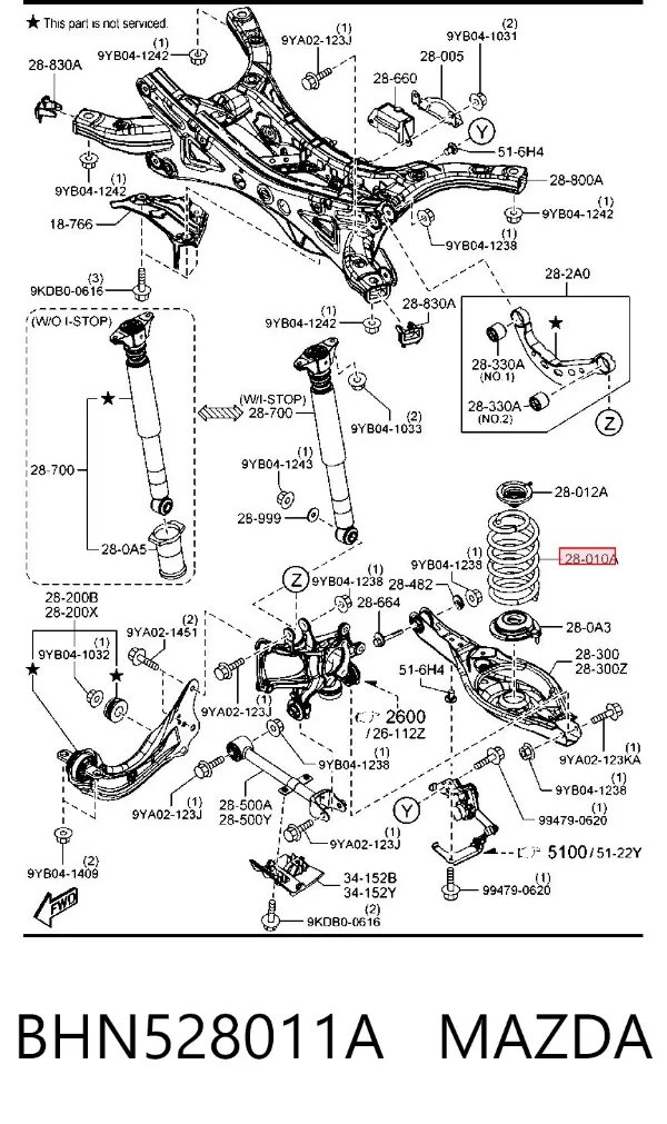 Sprężyna tylna BHN528011A Mazda