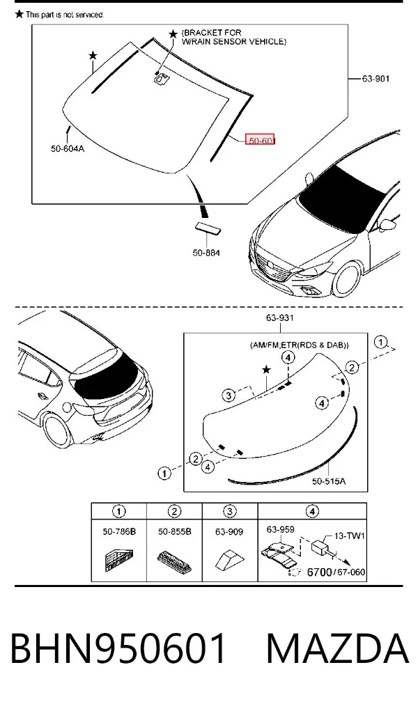 Listwa ochronna szyby przedniej Mazda 3 BM, BN