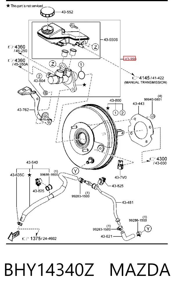 Główny cylinder hamulców BHY14340Z Mazda