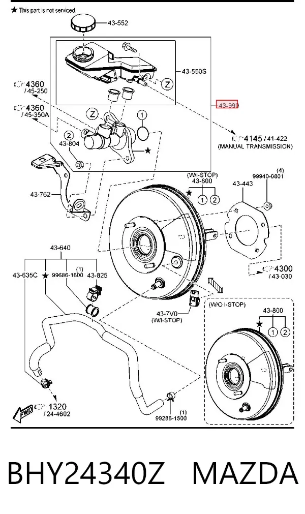 Główny cylinder hamulców BHY24340Z Mazda