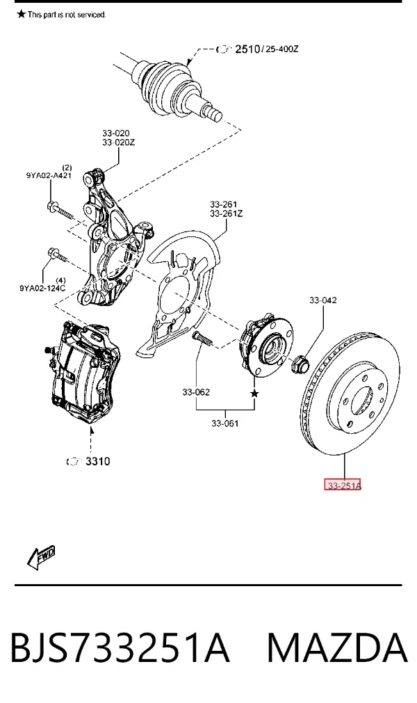 Tarcza hamulcowa przednia BJS733251A Mazda