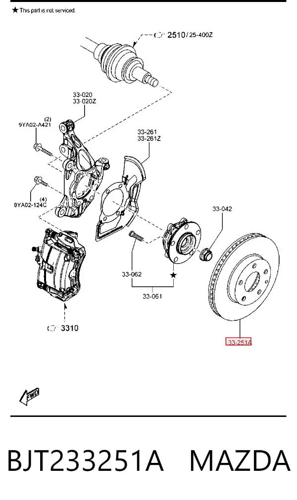 Tarcza hamulcowa przednia BJT233251A Mazda