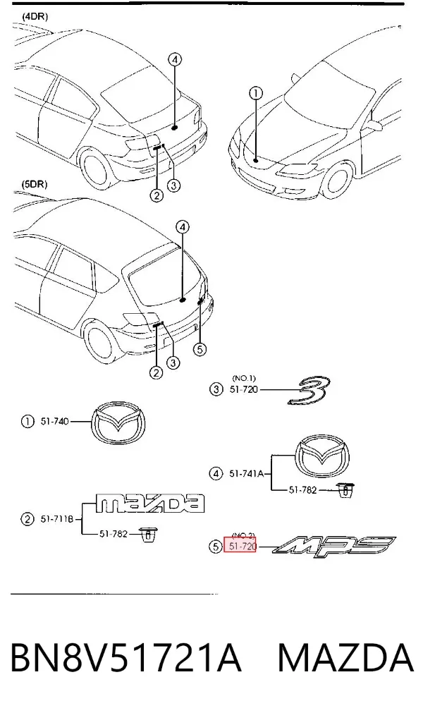 Emblemat na klapę bagaznika (znaczek firmowy) Mazda 3 BK12