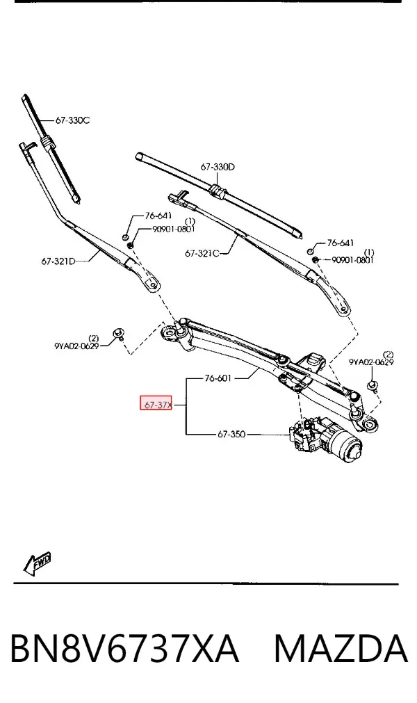Mechanizm wycieraczek Mazda 3 BK12