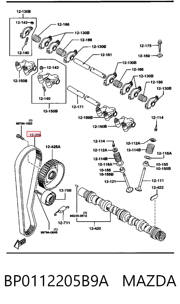 Pasek rozrządu BP0112205B9A Mazda