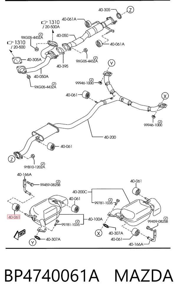 Poduszka mocowania tłumika BP4740061A Mazda