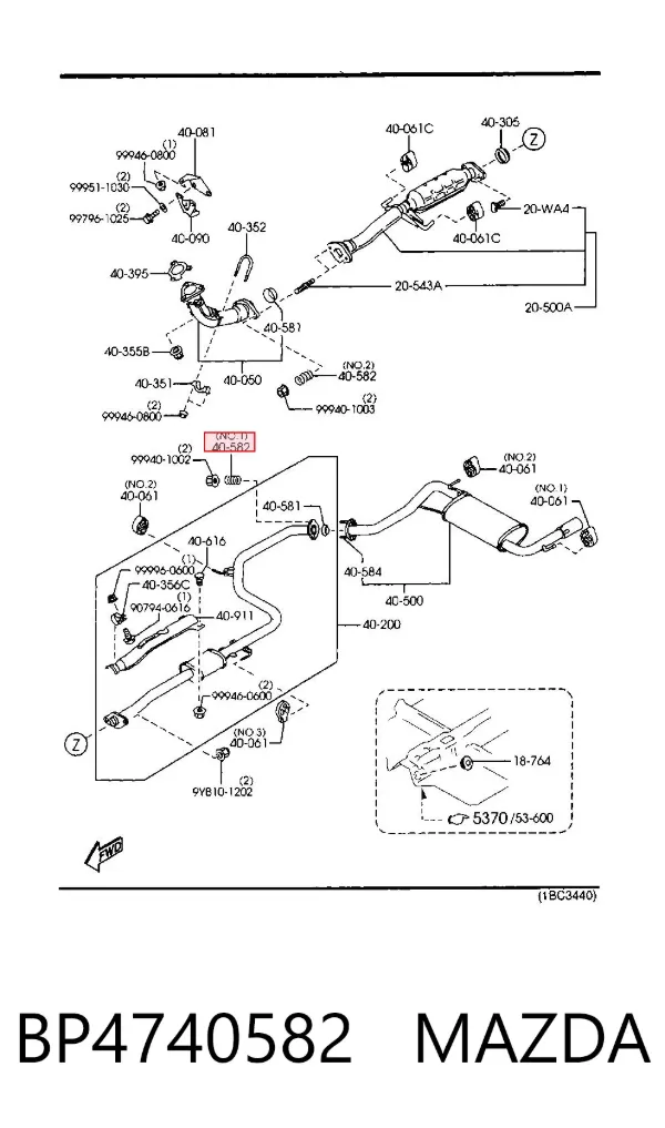 Sprężyna układu wydechowego BP4740582 Mazda