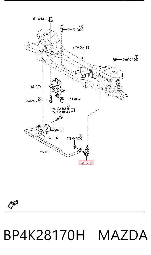 Łącznik stabilizatora tylnego BP4K28170H Mazda