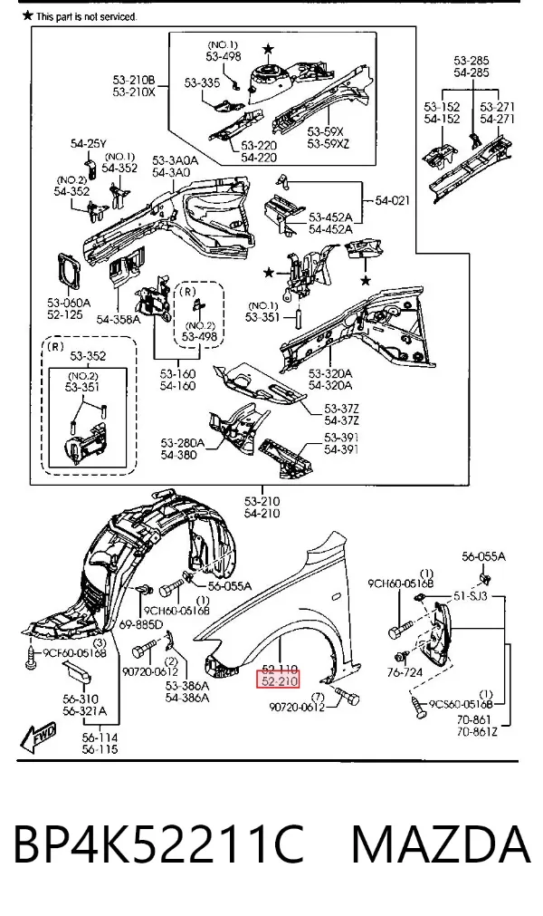 Błotnik przedni lewy BP4K52211C Mazda