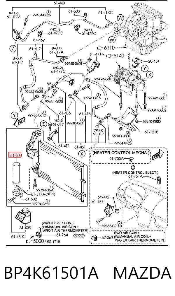 Osuszacz klimatyzacji BP4K61501A Mazda