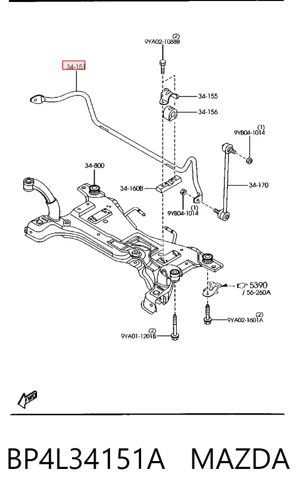 Stabilizator przedni BP4L34151A Mazda
