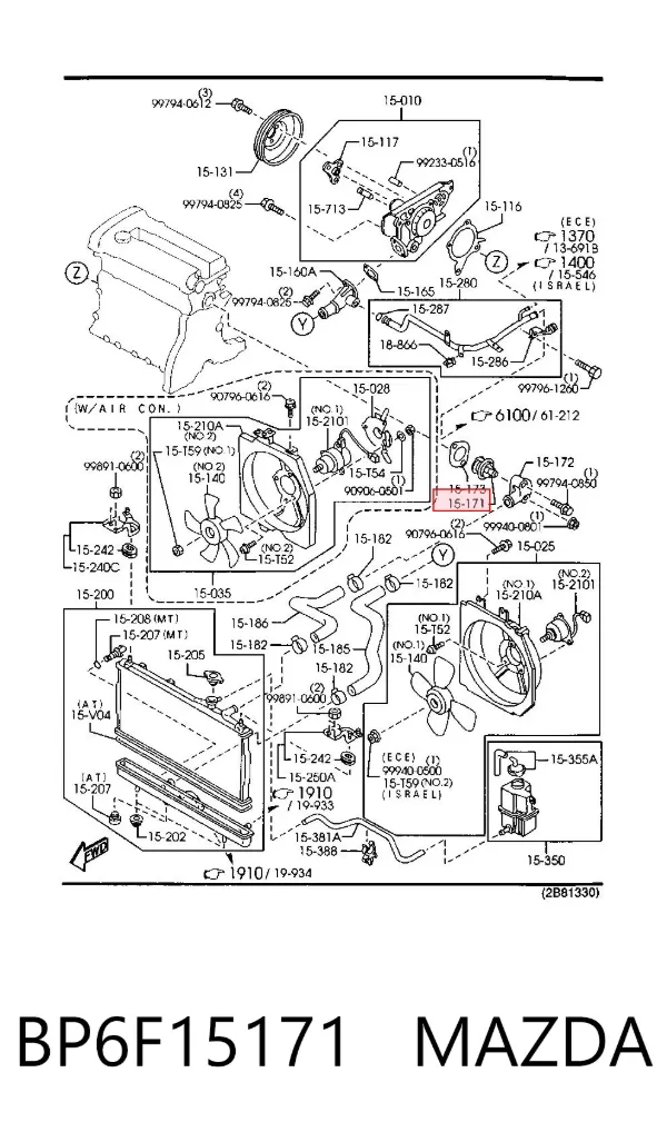 Termostat BP6F15171 Mazda
