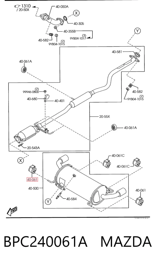Poduszka mocowania tłumika BPC240061A Mazda