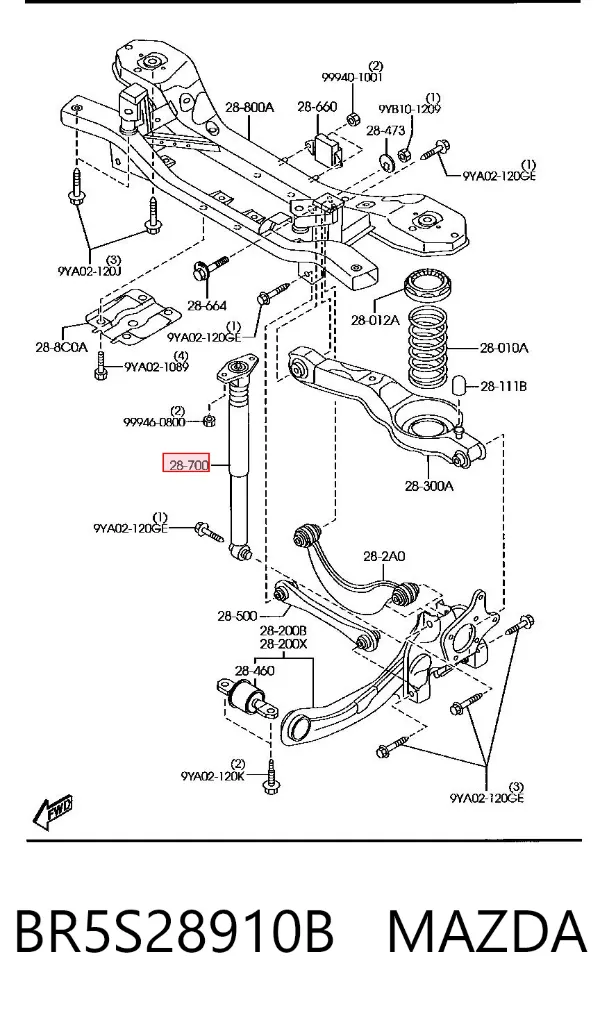 Amortyzator tylny BR5S28910B Mazda