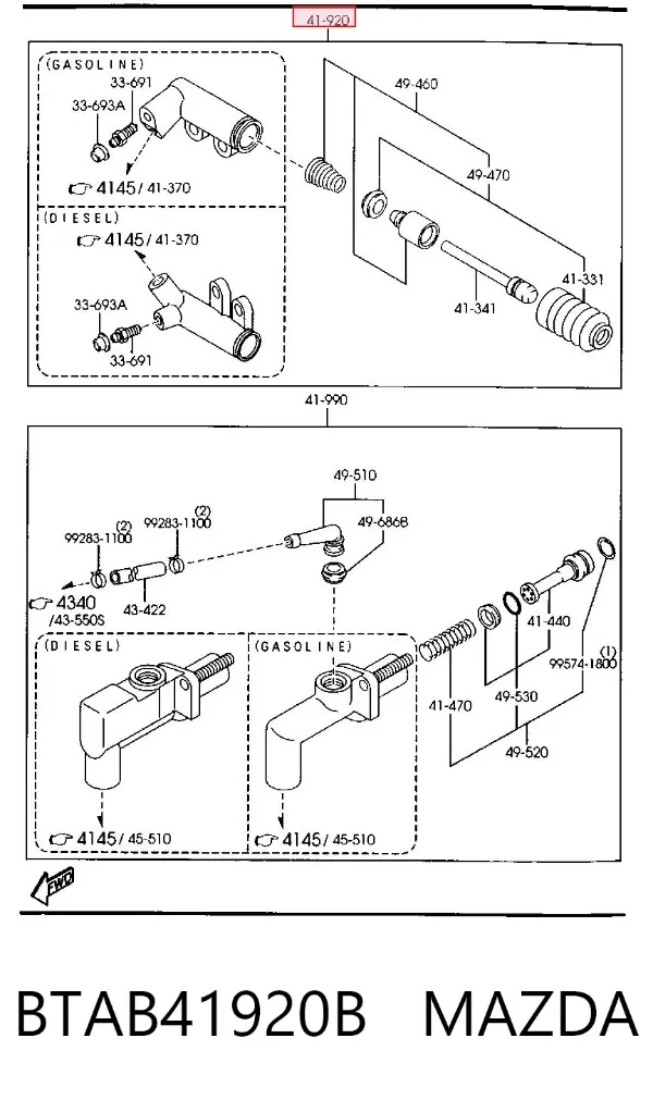 Cylinder roboczy sprzęgła BTAB41920B Mazda