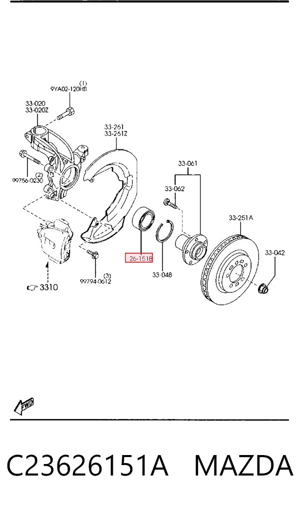 Łożysko piasty przedniej C23626151A Mazda
