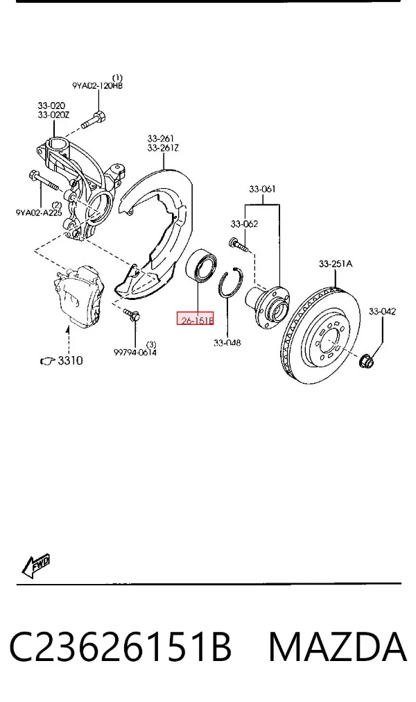 Łożysko piasty przedniej C23626151B Mazda