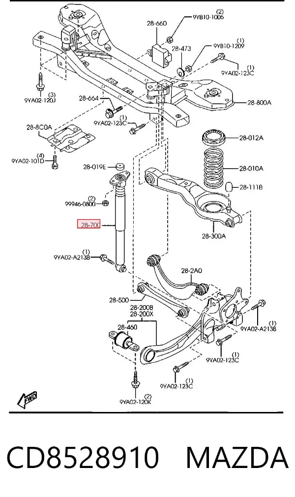 Amortyzator tylny CD8528910 Mazda