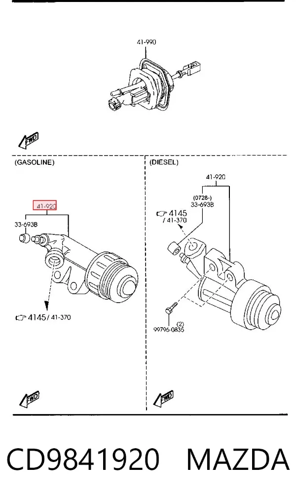 Cylinder roboczy sprzęgła CD9841920 Mazda