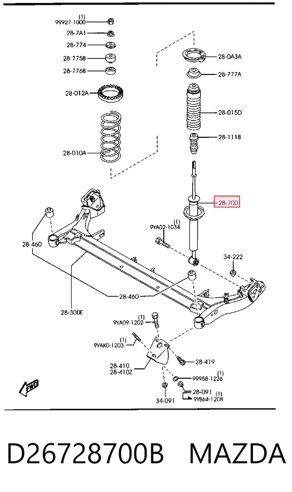 Amortyzator tylny D26728700B Mazda
