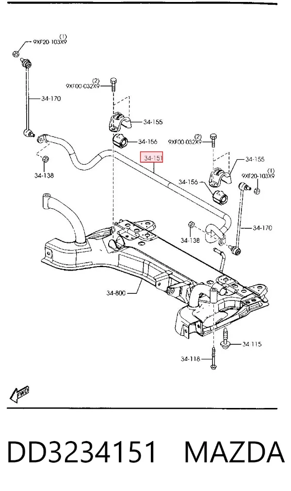 Stabilizator przedni Mazda 2 I