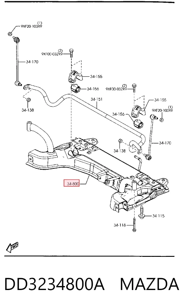 Korpus osi przedniej Mazda 2 I