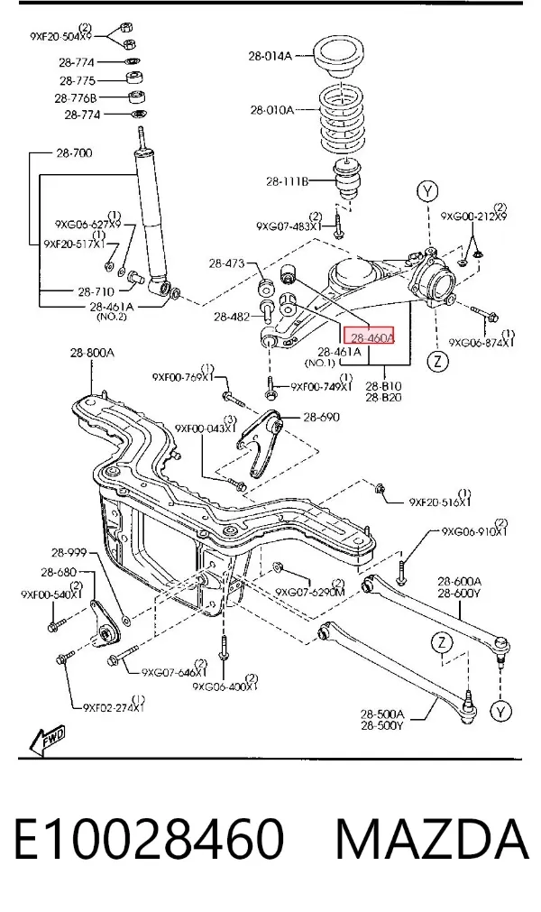 Silentblock tylnego wahacza przedni E10028460 Mazda