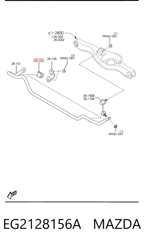 Tuleja stabilizatora tylnego EG2128156A Mazda