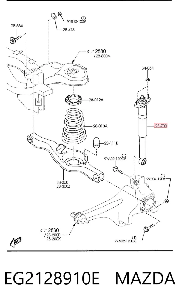 Amortyzator tylny EG2128910E Mazda