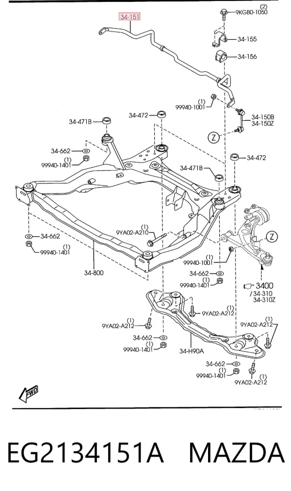 Stabilizator przedni Mazda CX-7 ER